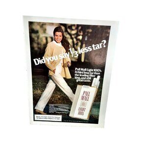 1981 Pall Mall Lights Ad Third Less Tar Woman Smoking Retro Cigarette Print Ad